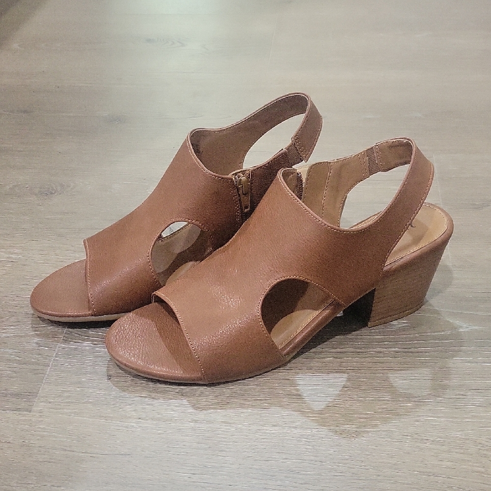 Brown Open-Toe Slingback Sandals